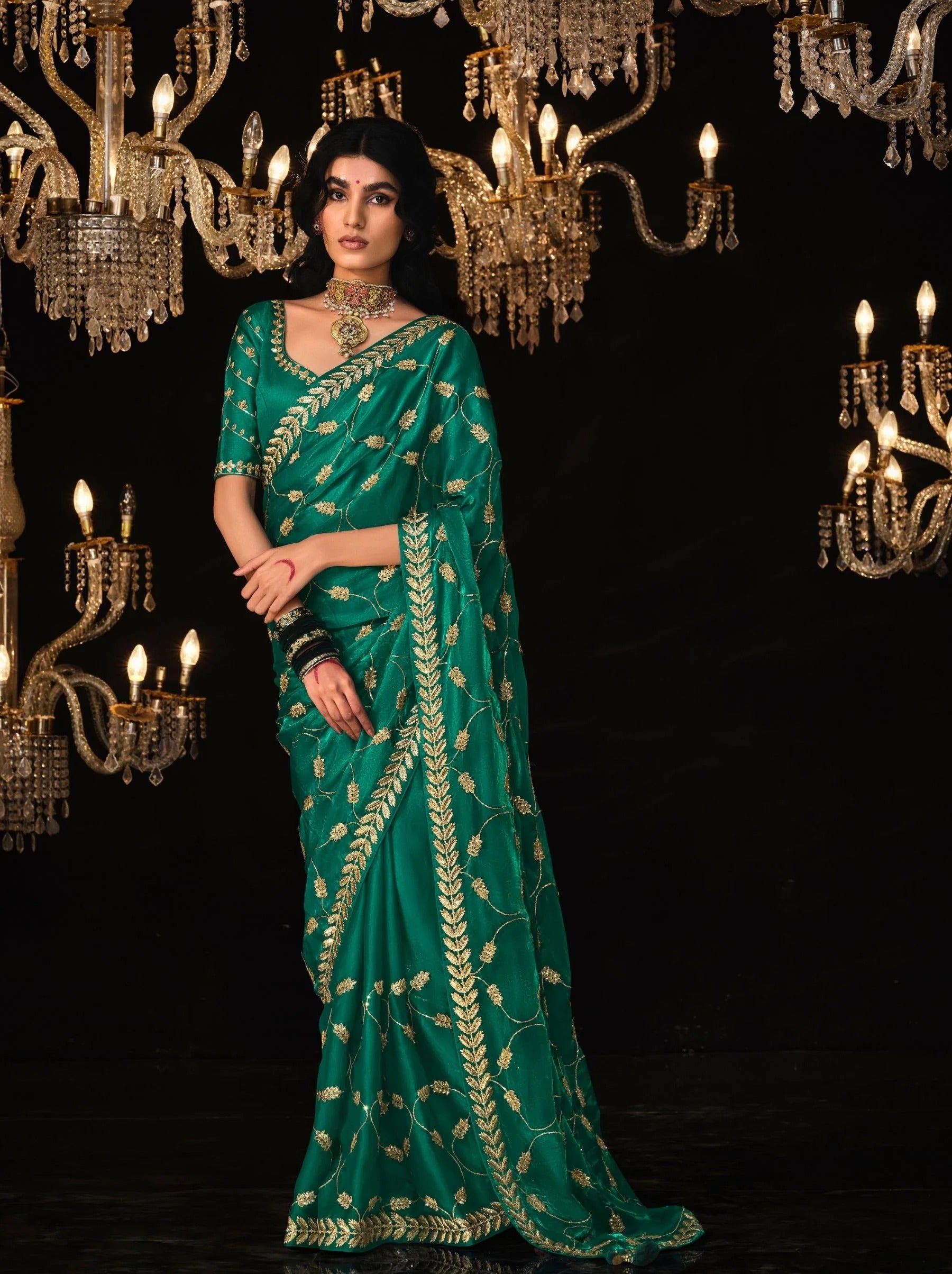 Fancy Embroidered Ready-to-Wear Saree