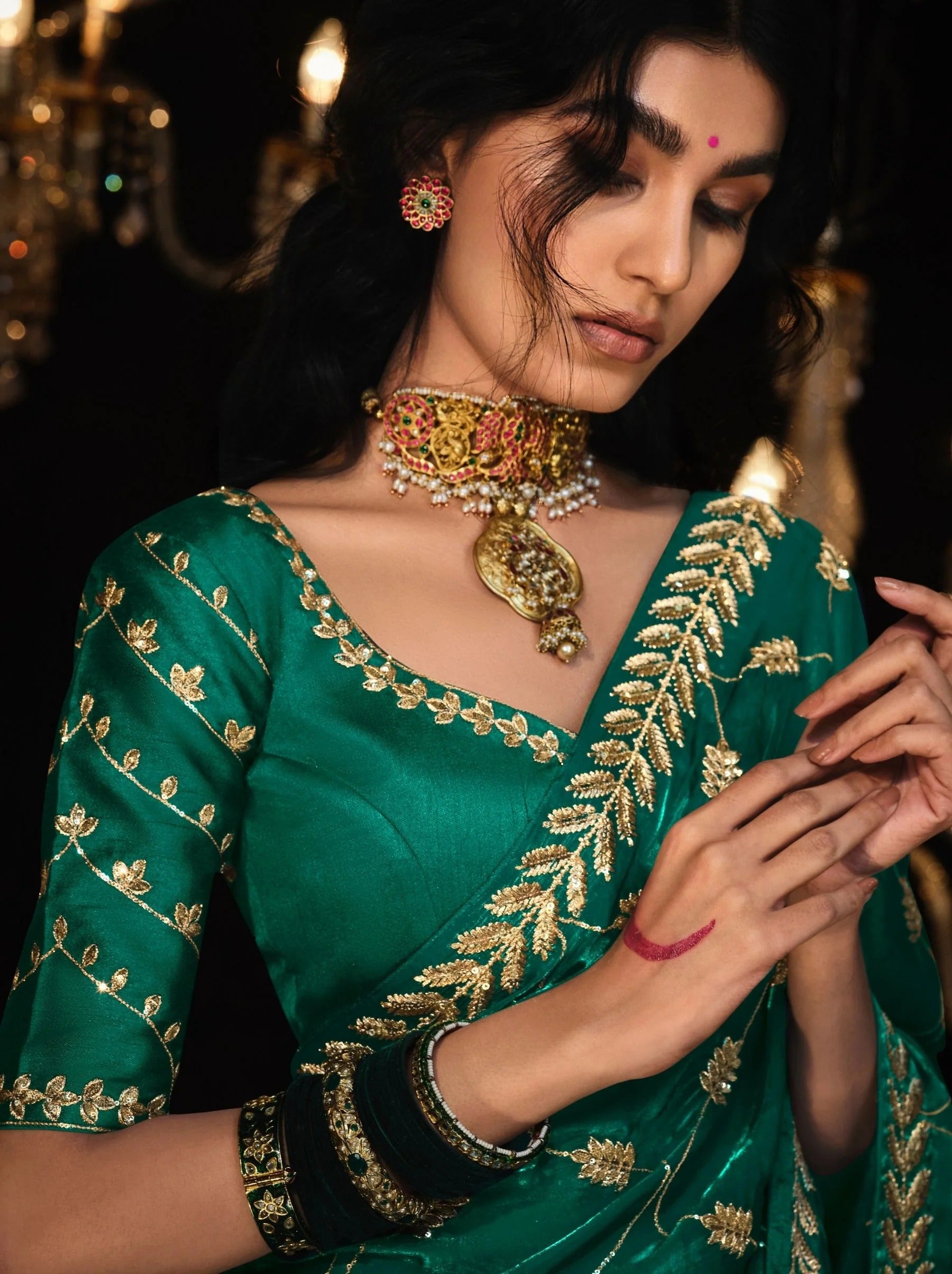 Fancy Embroidered Ready-to-Wear Saree